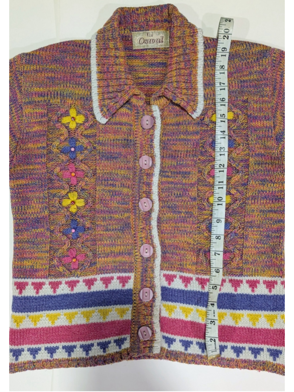 Women's KLJ Oswal Multi-color Floral Knit Cardigan Sweater - Picture 10 of 12